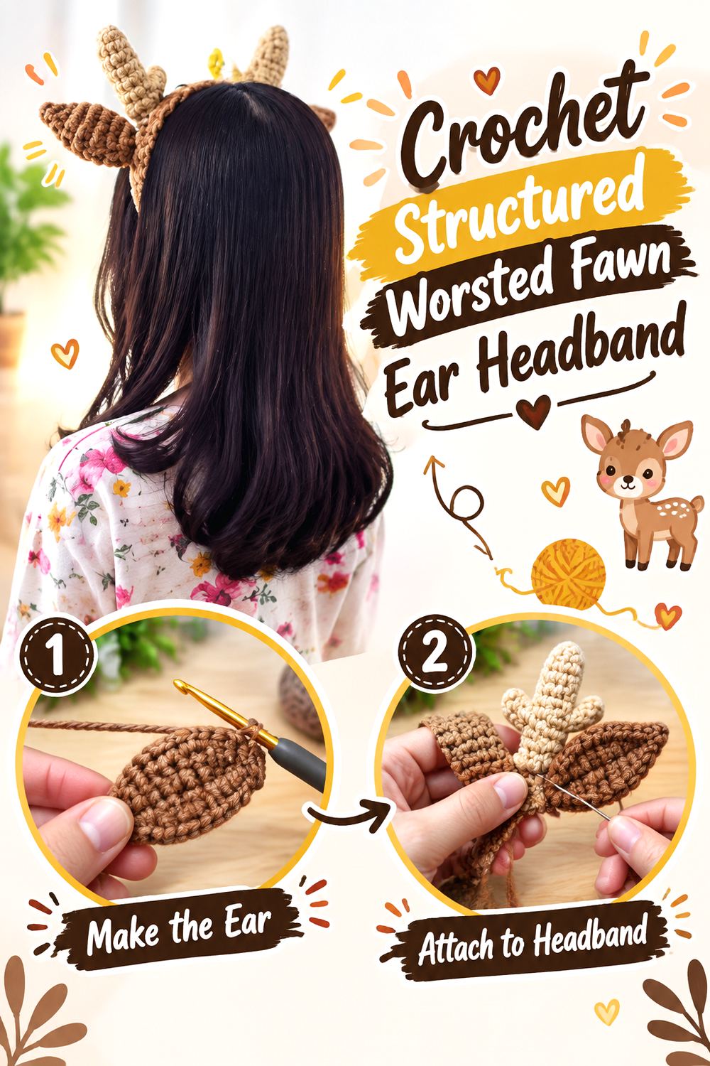 Crochet Structured Worsted Fawn Ear Headband