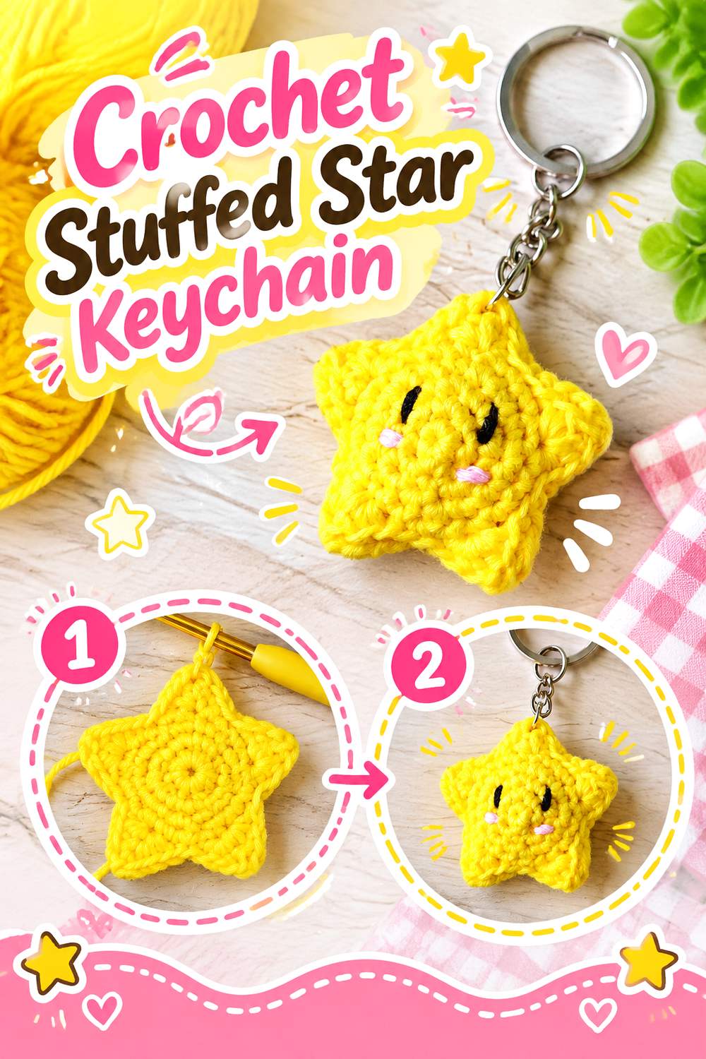 Crochet Stuffed Star Keychain