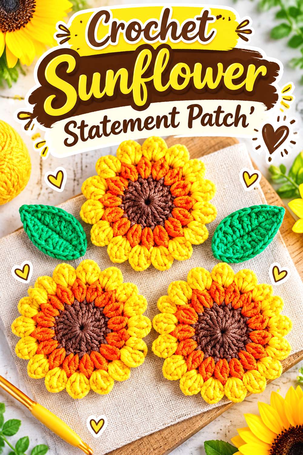 Crochet Sunflower Statement Patch