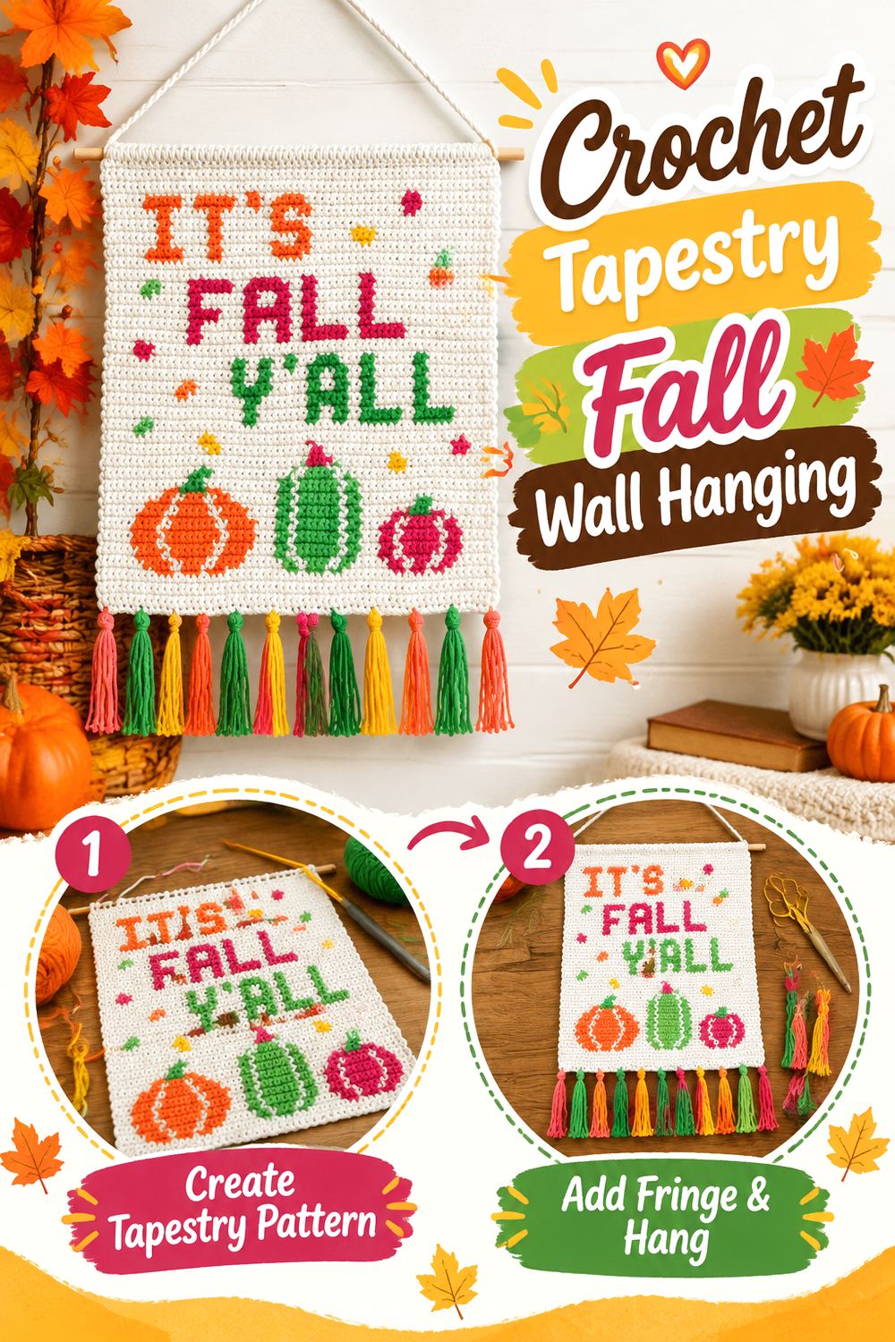 Crochet Tapestry Fall Wall Hanging