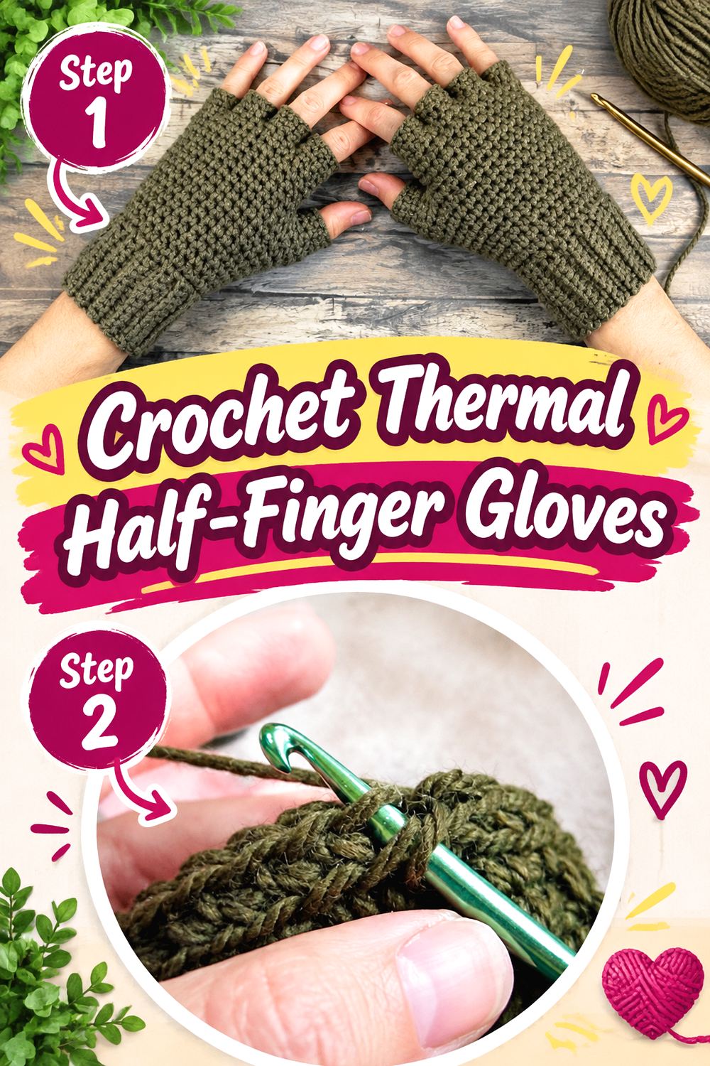 Crochet Thermal Half Finger Gloves
