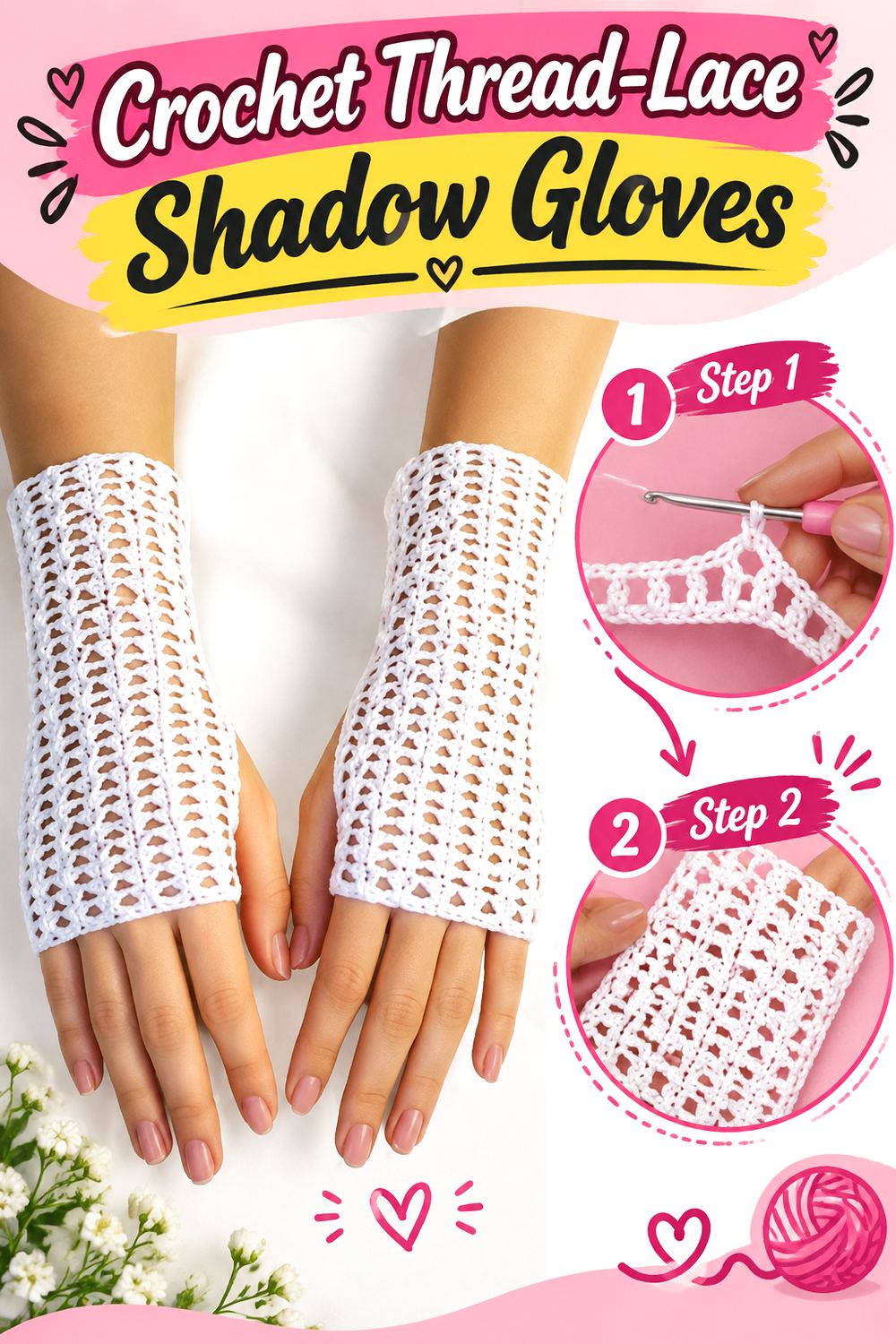 Crochet Thread Lace Shadow Gloves
