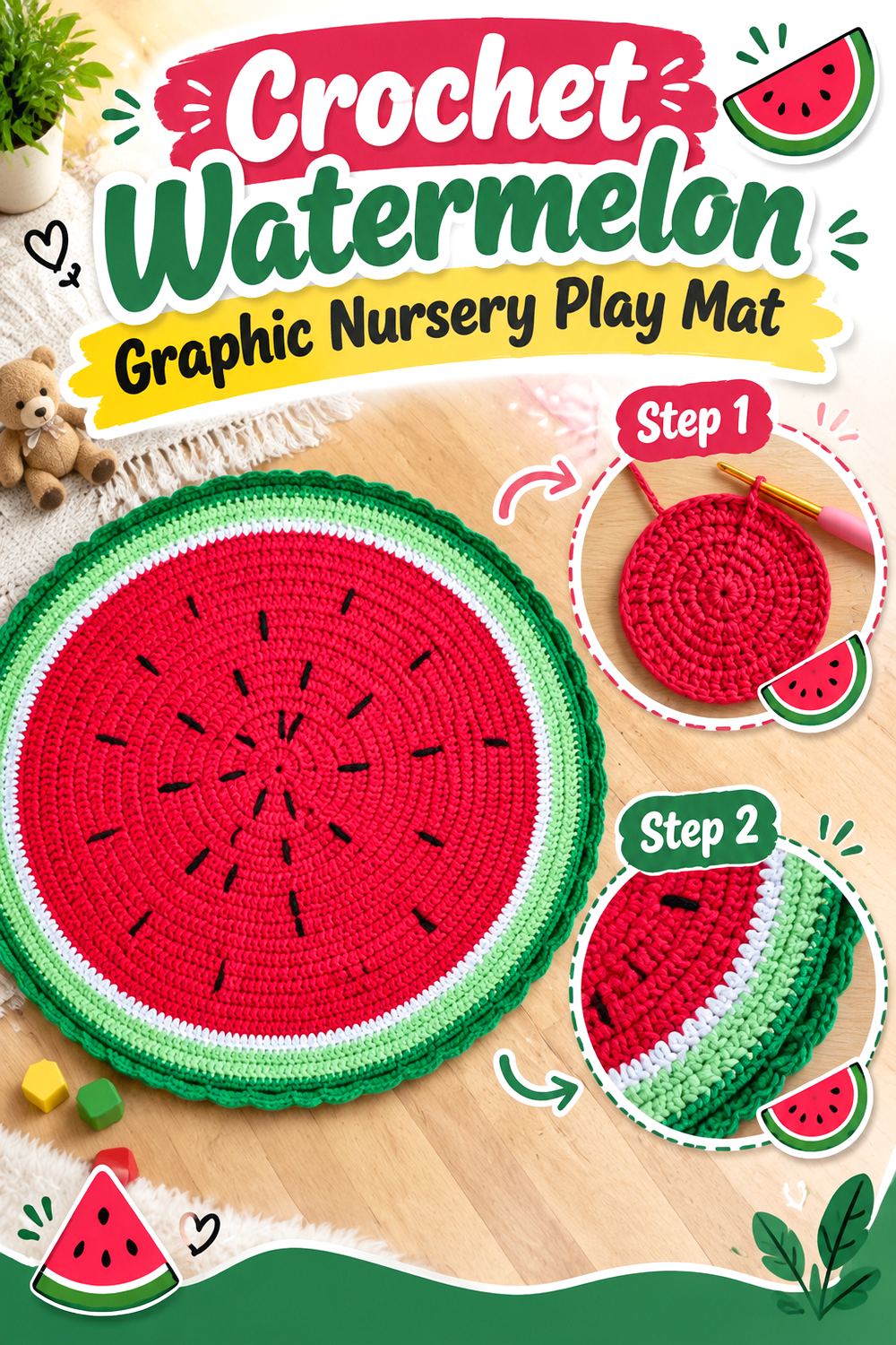 Crochet Watermelon Graphic Nursery Play Mat