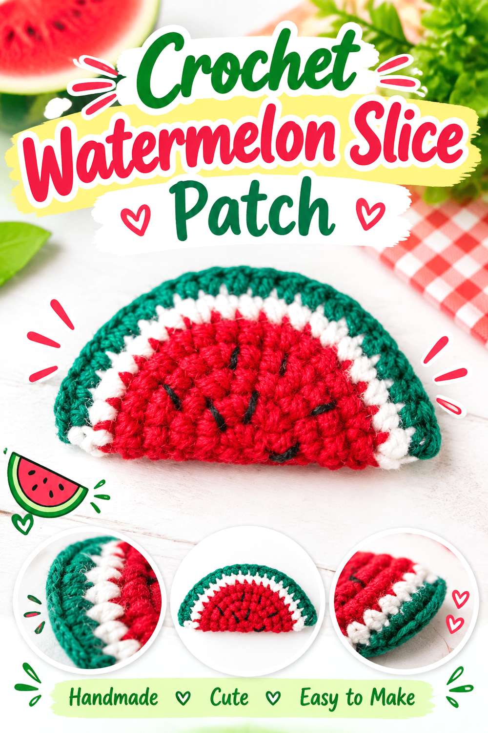 Crochet Watermelon Slice Patch