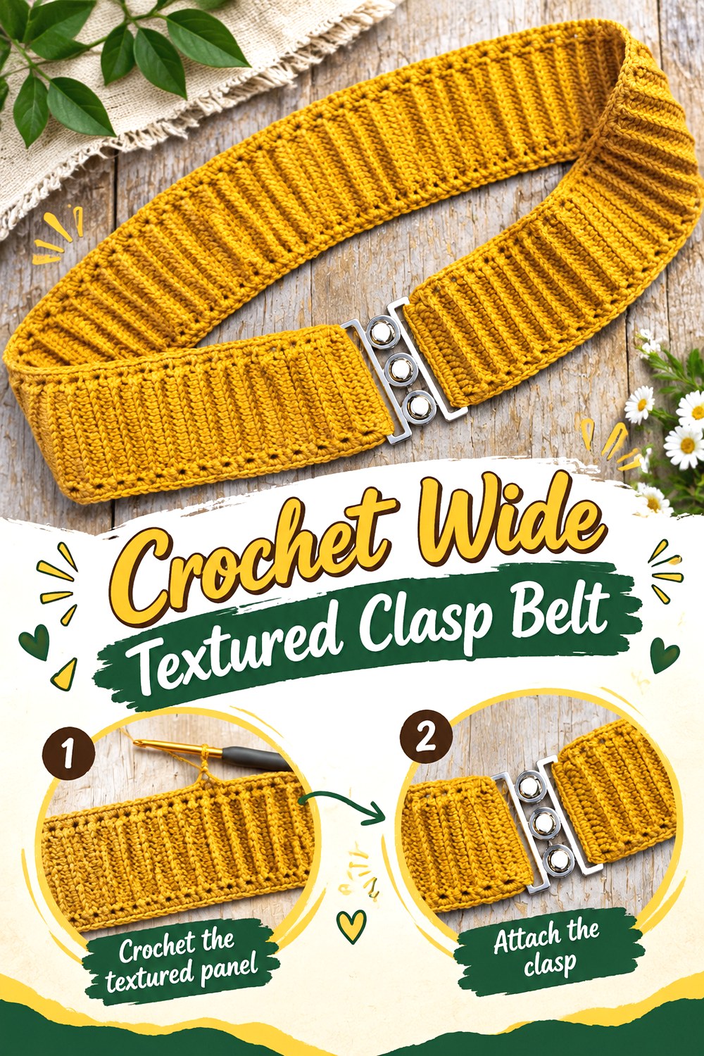 Crochet Wide Textured Clasp Belt
