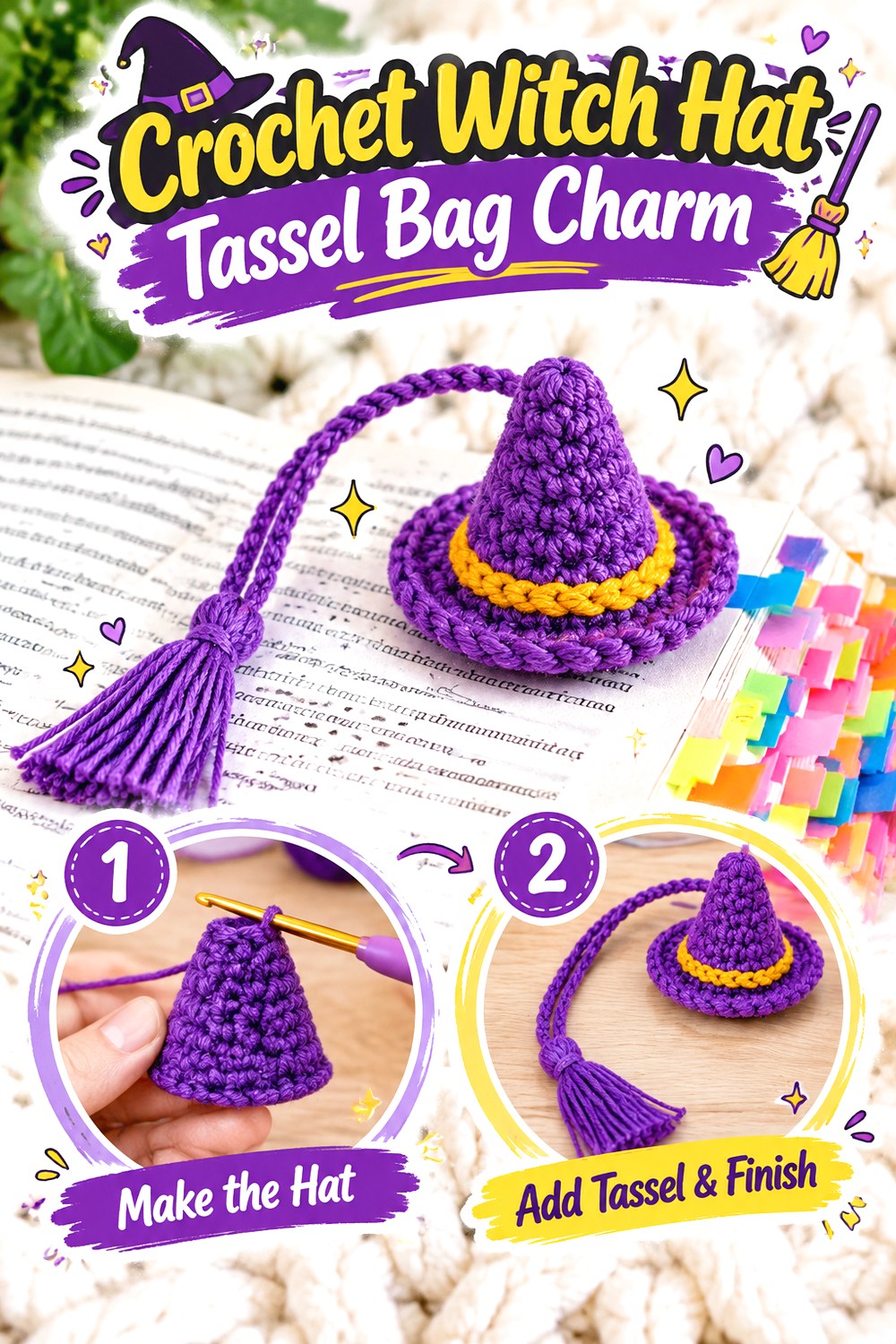 Crochet Witch Hat Tassel Bag Charm