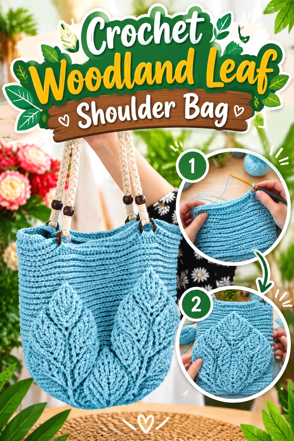 Crochet Woodland Leaf Shoulder Bag