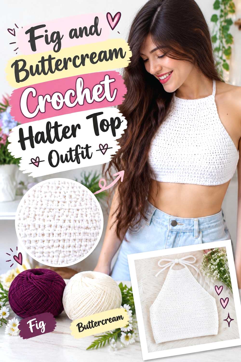 5. Fig And Buttercream Crochet Halter Top Outfit