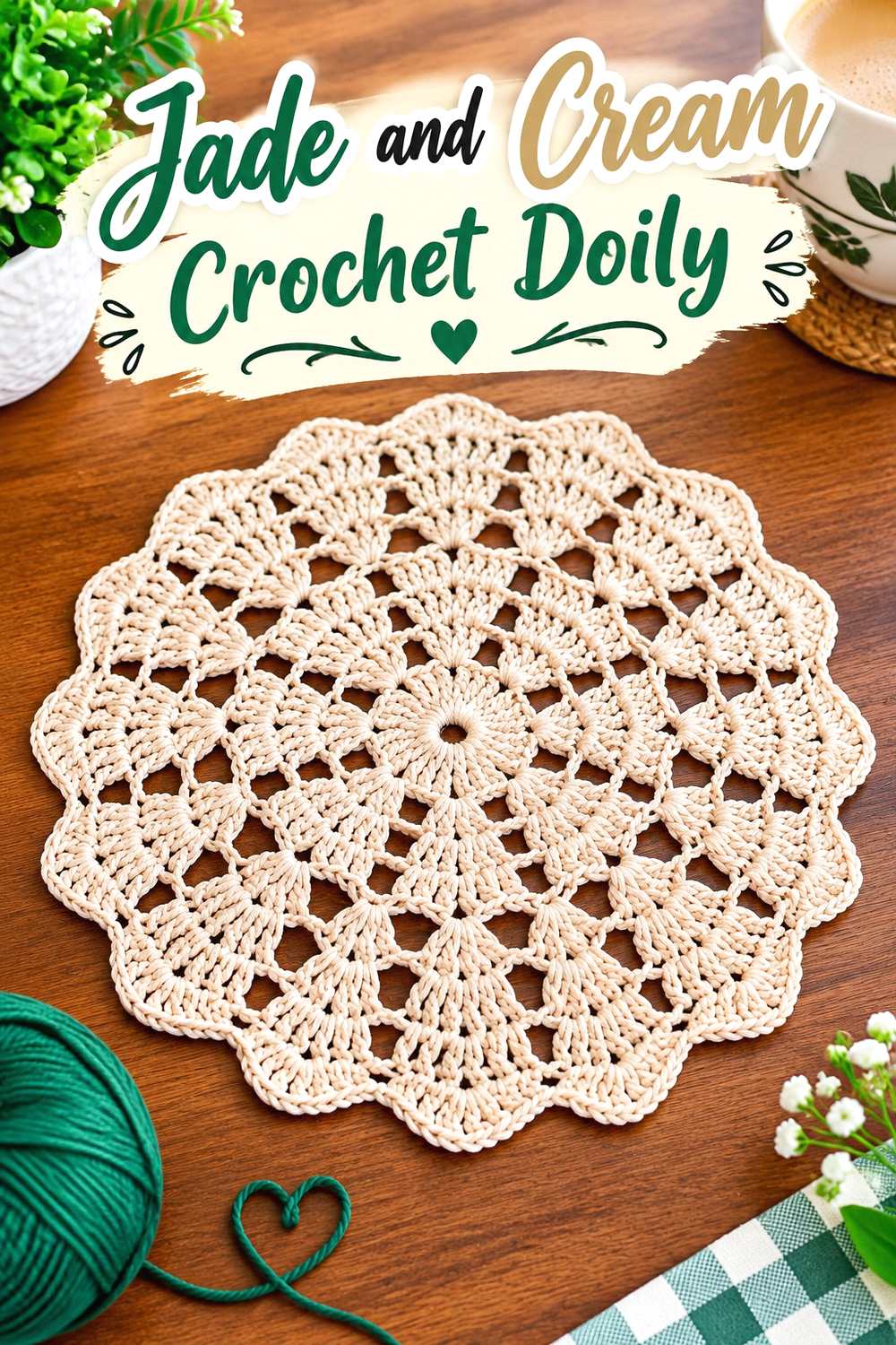 12. Jade And Cream Crochet Doily