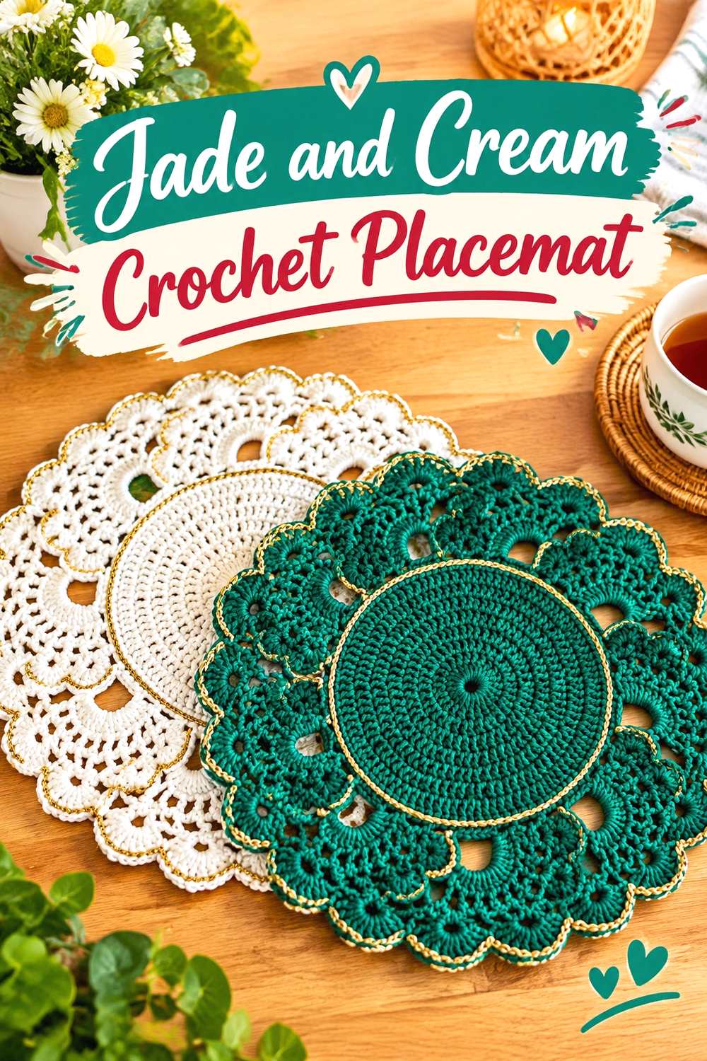 5. Jade And Cream Crochet Placemat