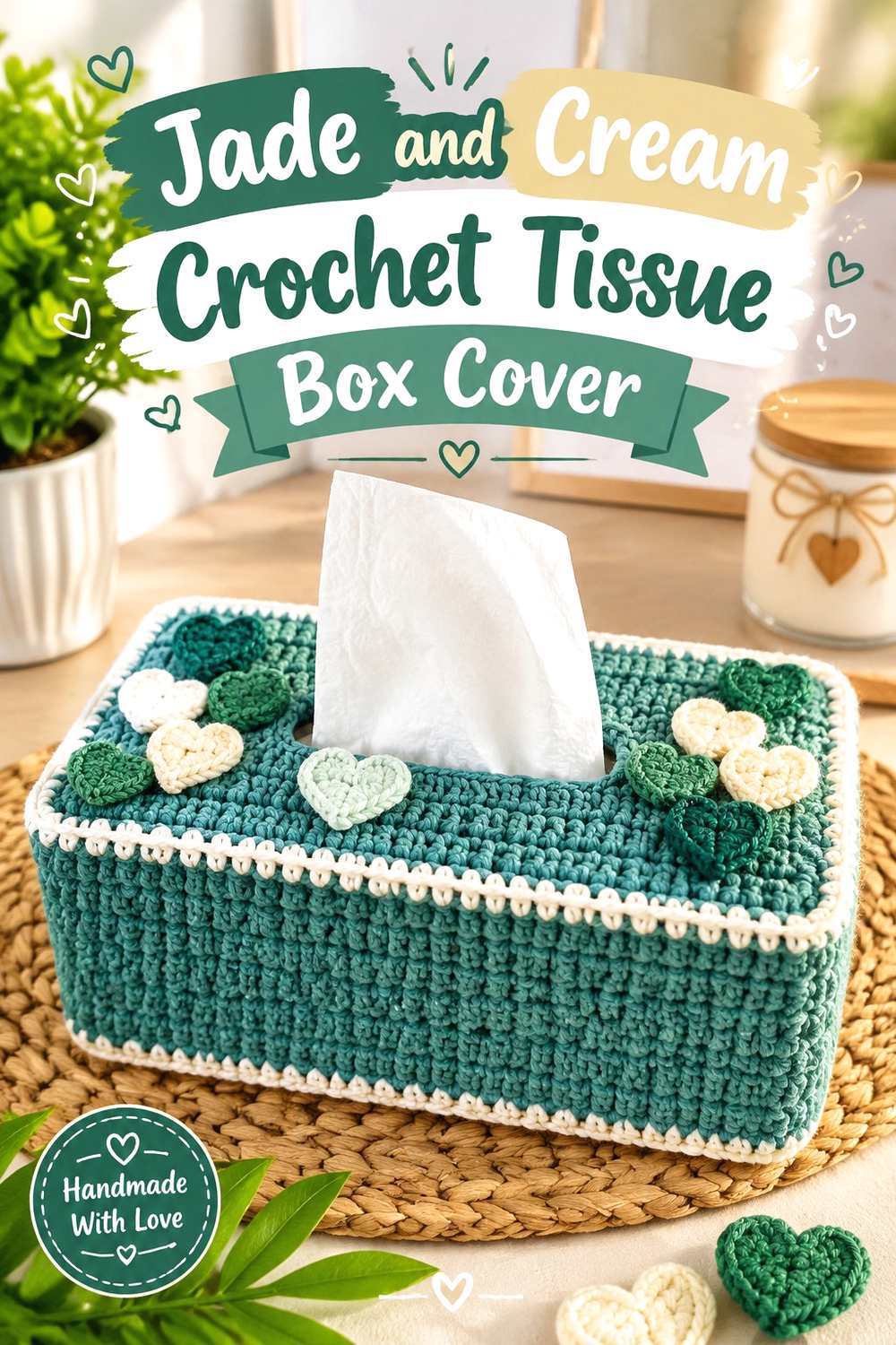 11. Jade And Cream Crochet Tissue Box Cover