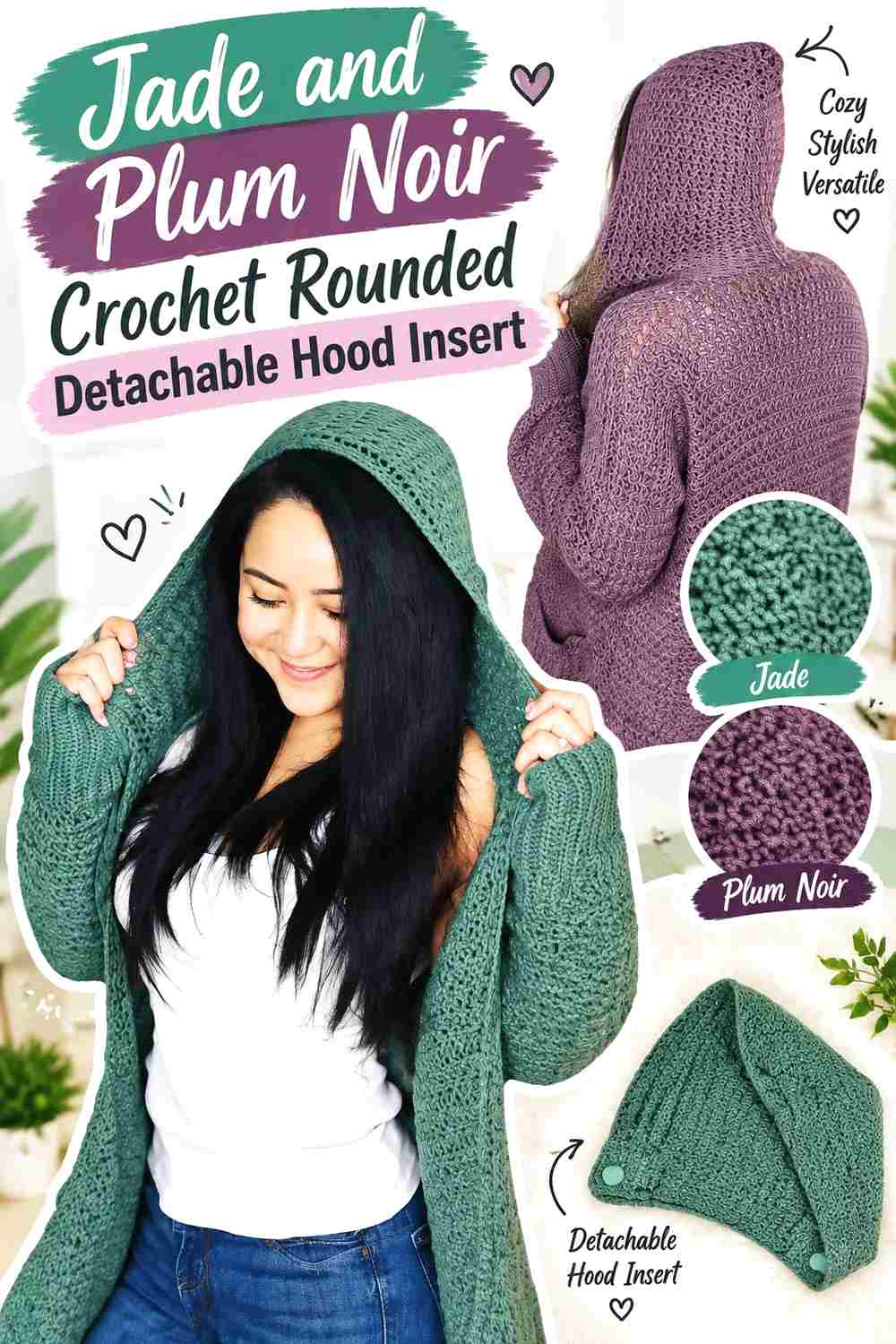 13. Jade And Plum Noir Crochet Rounded Detachable Hood Insert