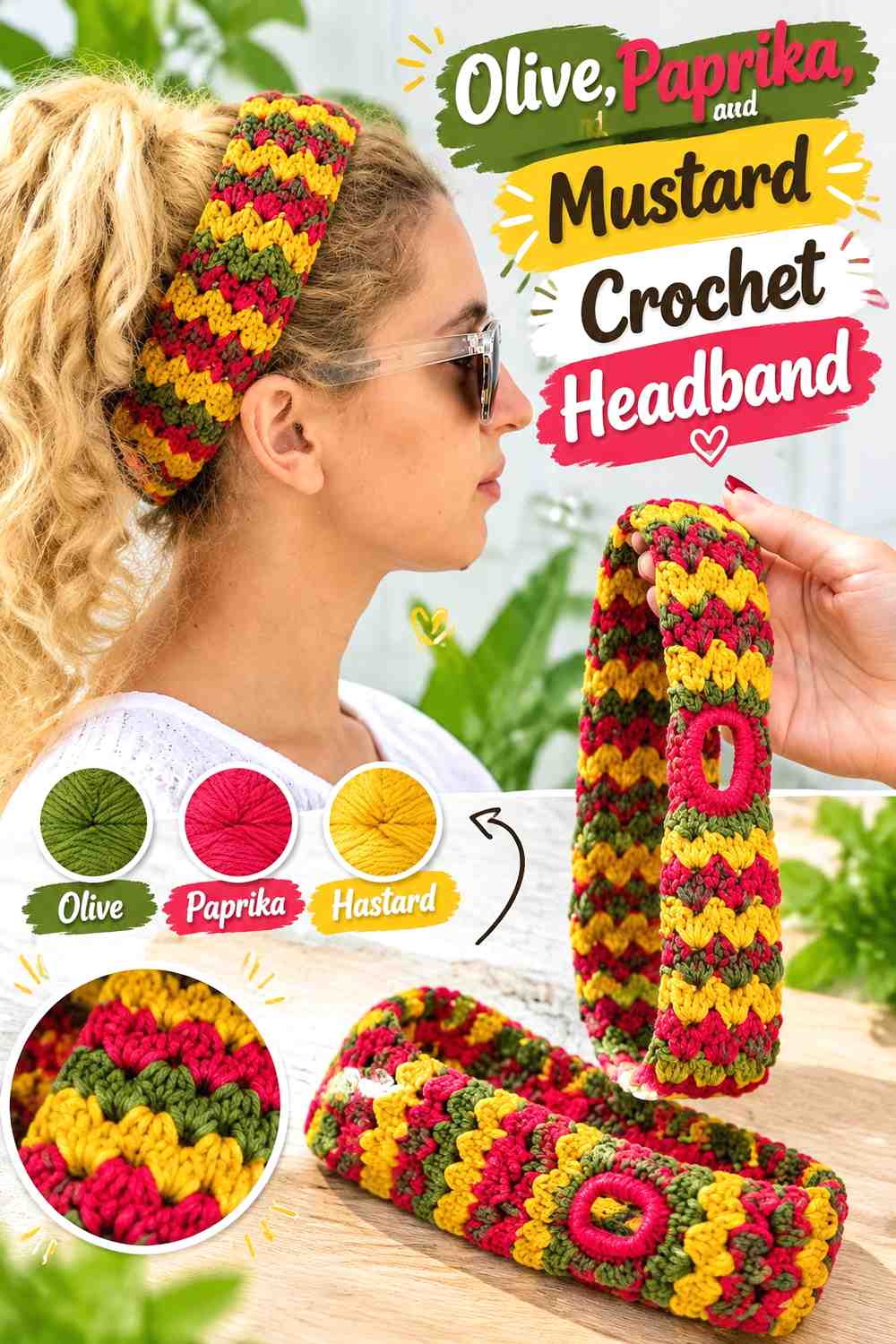 7. Olive Paprika And Mustard Crochet Headband