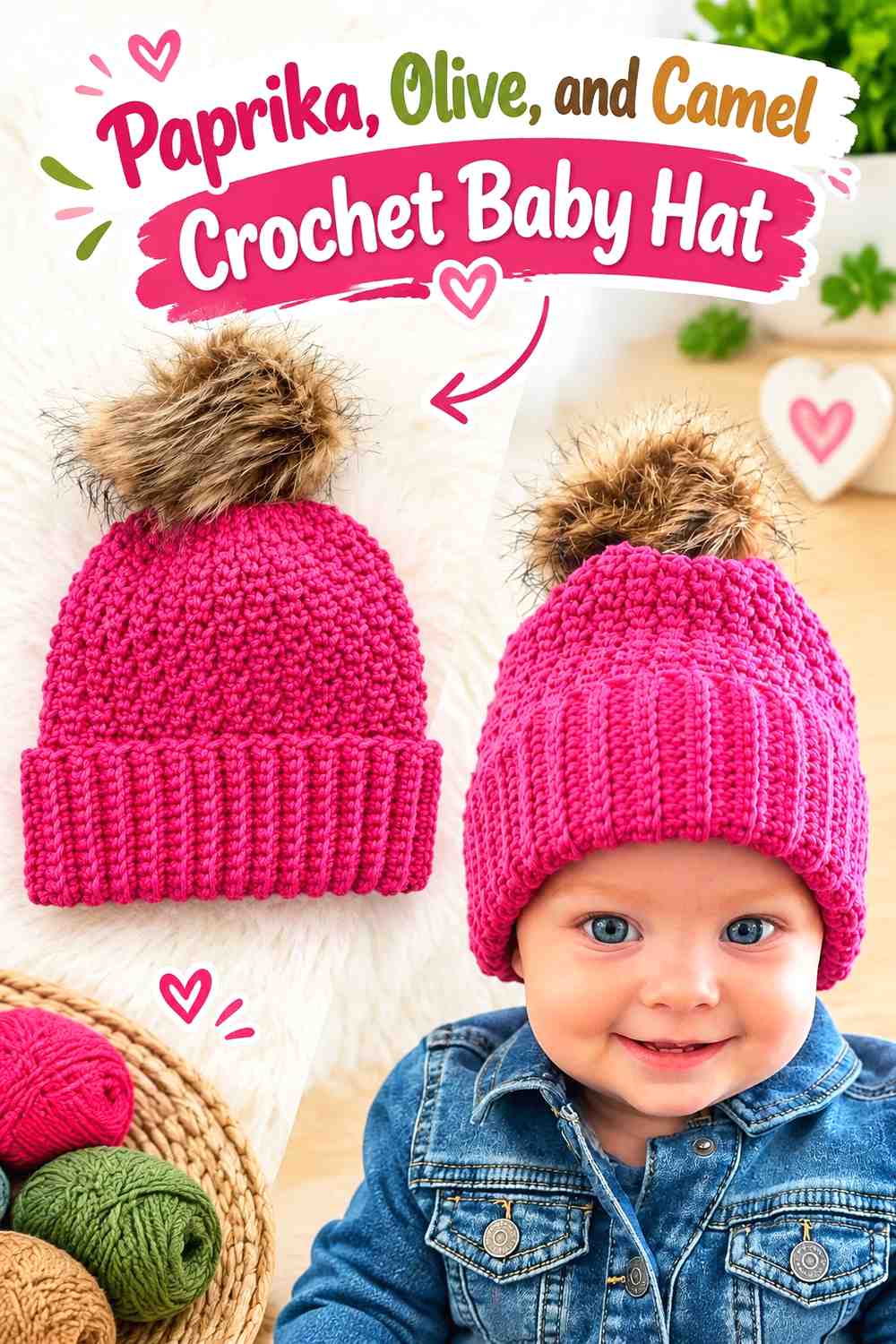 10. Paprika Olive And Camel Crochet Baby Hat