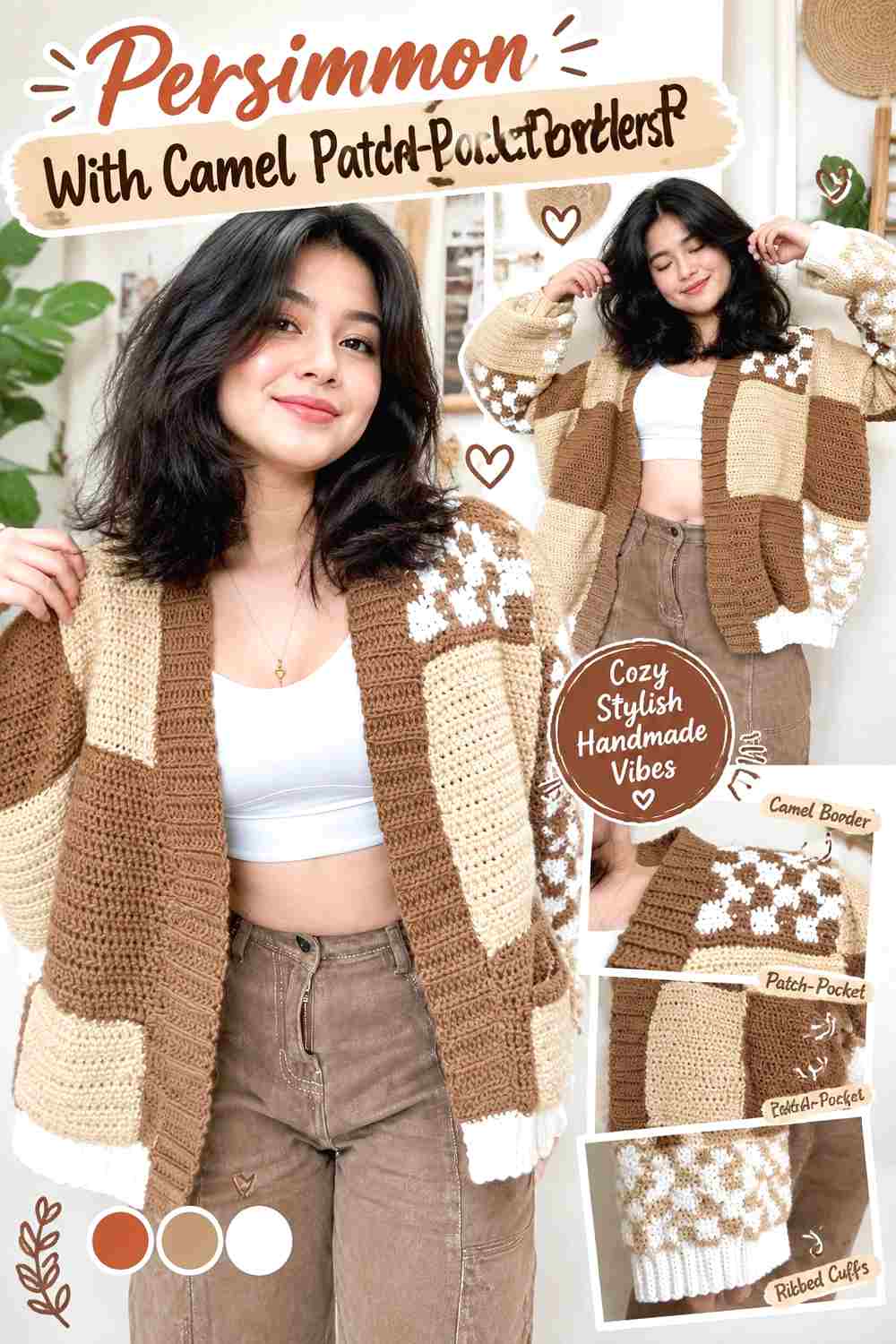 10. Persimmon Crochet Jacket With Camel Patch Pocket Borders
